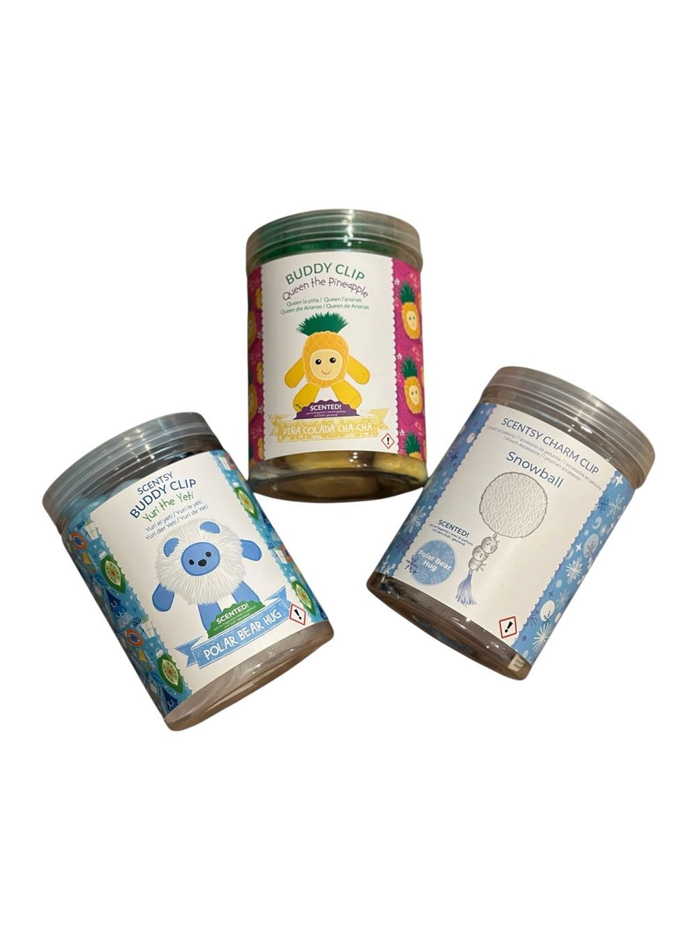 NEW Scentsy Buddy Clip Bundle Lot of 3 Yeti, Pineapple, Snowball OPEN BOX